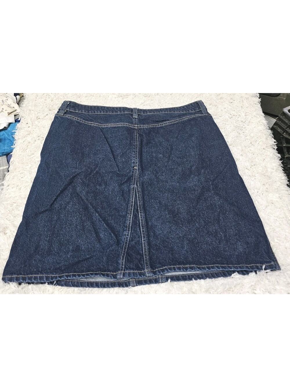 Vtg Style Denim Mini Skirt Womens 16 A-Line Panel Seam 100% Cotton Jean Skirt